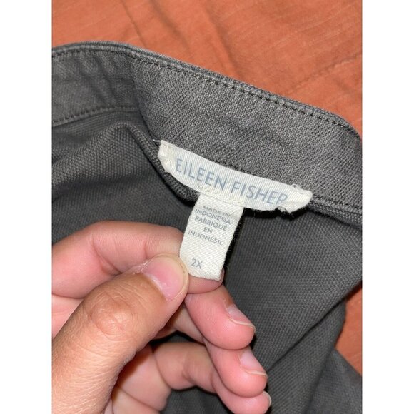 Eileen. Fisher Cottoon Hemp Stretch Shot Overalls  Size 2x Womens in Green Army - Picture 10 of 11